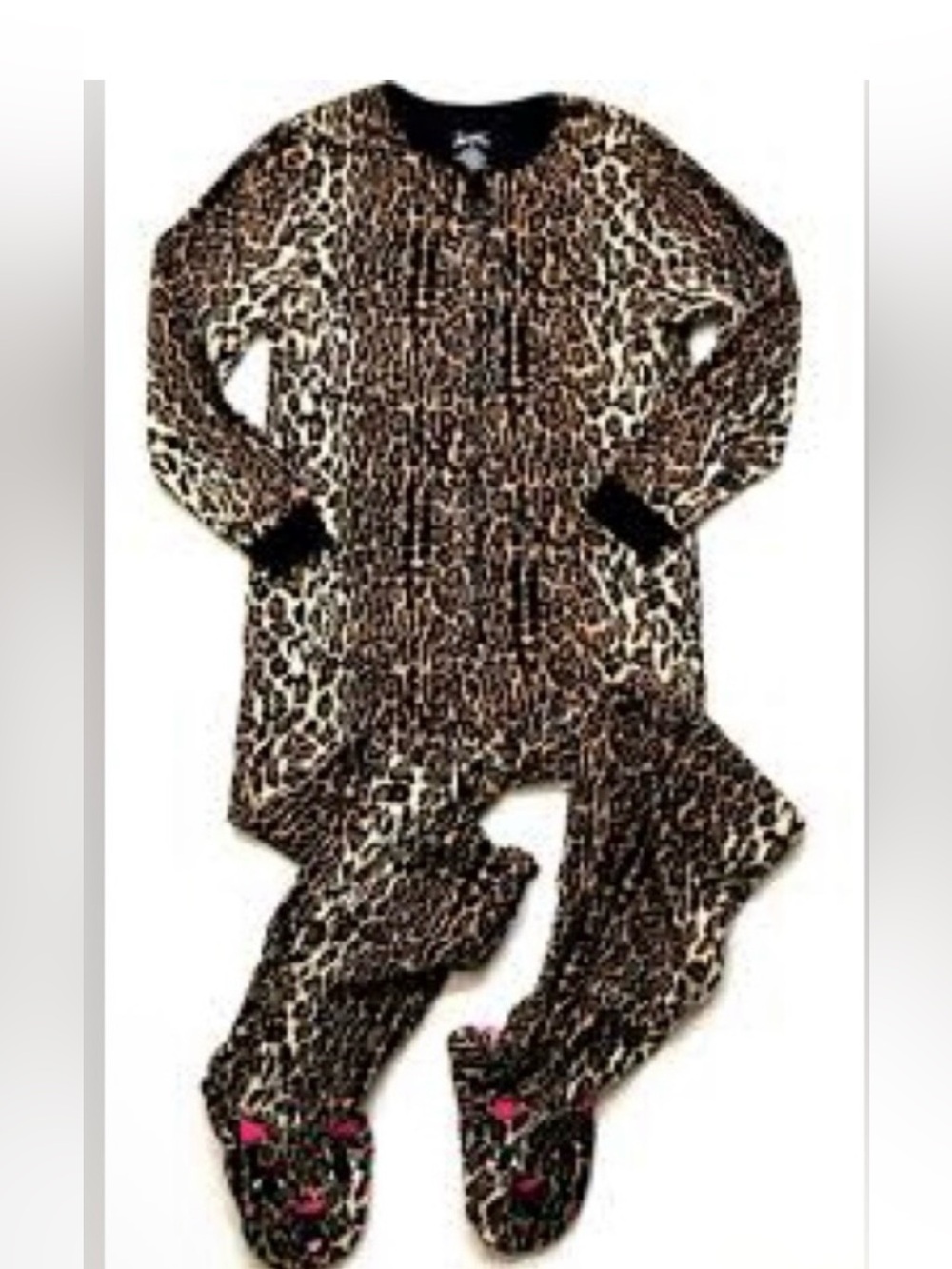 Nick & Nora Pajamas PJs Animal Print Fleece Footie Footed Costume Cheetah